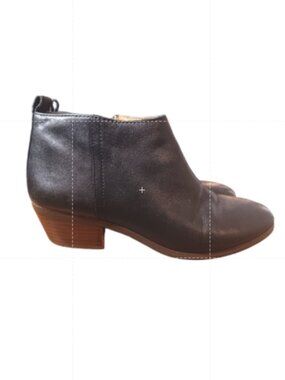 J.Crew Sawyer Ankle Boots-Black Leather-stacked wood heel size 7.5